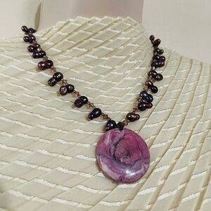 Freshwater peals and stone necklace